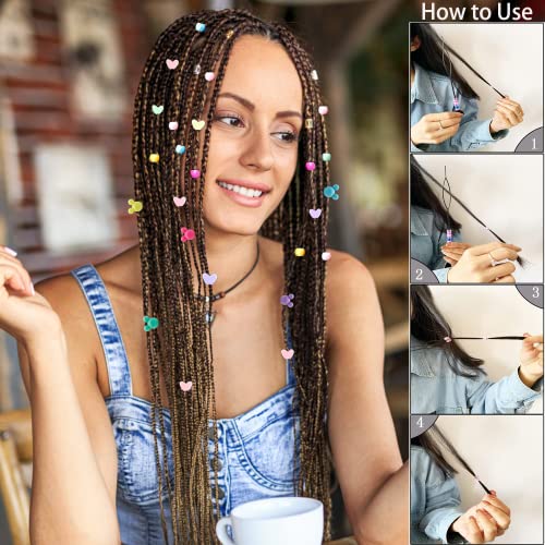 JJzxwish 1605 Pcs Hair Beads for Braids with Elastic Rubber Band Threaders Kit, Candy Color Acrylic Mickey Heart Star Alphabet Beads Pastel Pony Bead Kandi Bead for Bracelet Jewelry Making DIY Craft - color: Mickey Hair Beads
