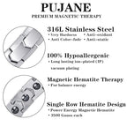 Magnetic Hematite Bracelets for Men Women 316L Stainless Steel Power Balance Energy Magnets Stones Bracelet Jewelry Gift with Adjustment Tool - color: Silver