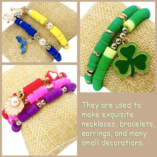 10 Strands Blue Clay Beads for Friendship Bracelets, Heishi Beads for Bracelet Stack, Flat Spacers for Jewelry Making (Royal Blue) - color: Royal Blue