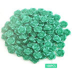 100pcs 15 mm Lovely Rose Flower Beads Green ABS Plastic Roseflower Shape Spacer Beads Floral Flatback Charms Embellishments for DIY Necklace Earrings Jewelry Making Craft Supplies - color: Green