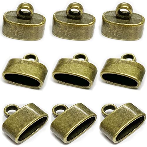 Brass Flat Leather Cord End Caps 50 pcs Round Tassel End Caps Barrel End Caps Bracelet Making Supplies Leather Bracelet Making Kit Silver Cord End Cap Kumihimo Kit - color: Flat brass-50Pc