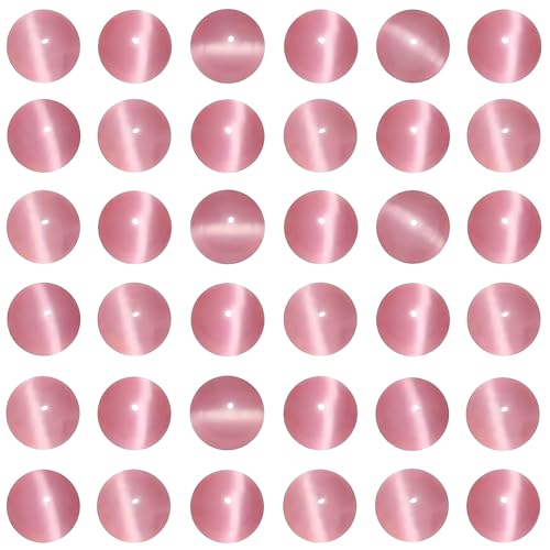 100pcs Pink Cat Eye Beads 8mm Round Semi Precious Stone Hole Size 1mm DIY Charm Spacer Beading Smooth Gemstone Loose Beads for Jewelry Making Bracelets Necklaces Earrings Crafting - color: Pink