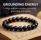 Natural Black Onyx Bracelet for Men & Women, 8mm Genuine Black Stone Beaded Bracelet, Stretch Protection Crystal Bracelet, Anxiety Relief, Gift