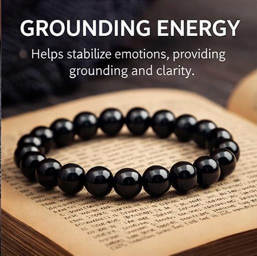 Natural Black Onyx Bracelet for Men & Women, 8mm Genuine Black Stone Beaded Bracelet, Stretch Protection Crystal Bracelet, Anxiety Relief, Gift