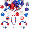 PH PandaHall 4th of July Beads, 50pcs Bubblegum Beads 20mm Chunk Pen Beads Patriotic Beads Blue Red Beads Acrylic Stripe Beads Large Beads for Independence Day Flag Day Garland Sports Jewelry Making - color: Blue Red