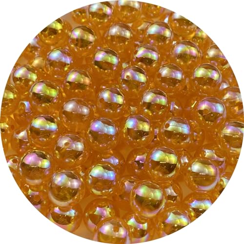 1000pcs Acrylic Round Beads 6mm AB Colors Craft Beads Round Spacer Beads with Holes for Earring Bracelet Necklace Key Chains Jewelry Making(Orange AB) - color: Orange AB, size: 6mm