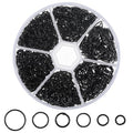 Qianyu 970Pcs Black Open Jump Rings Set - Assorted Sizes 4/5/6/7/8/10mm Chainmail Rings for Jewelry Making Bracelet Earrings Repair