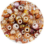 LAIDANLA Brown Mix Large Hole Beads, 100pcs, 14mm, Resin, Plastic, Acrylic, Round, Loose Beads for Jewelry Making, DIY Gifts - color: K-Brown Mix