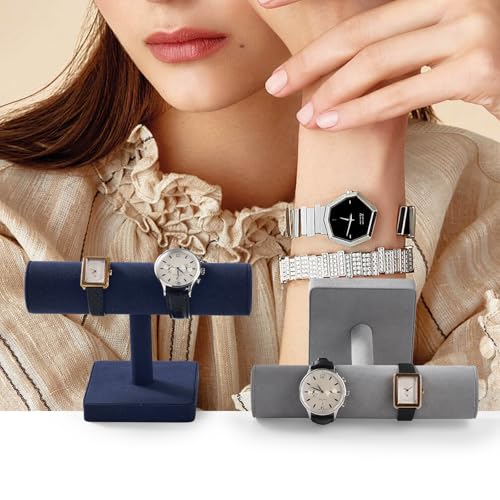 Oirlv Microfiber T-bar Bracelet Watch Organizer Display Stand Professional Jewelry Bracelet Display for Selling (Blue,Microfiber) - color: Blue