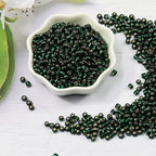 Transparent Dark Green with Silver Lined Beads Size 6/0 Crafts Glass Seed Beads 4mm for Jewelry Making (Total About 100g About 1200pcs) - color: Transparent Dark Green with Silver Lined, size: 4mm