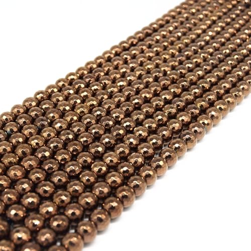 Hematite Beads | Faceted Metallic Bronze Round Natural Gemstone Beads - 4mm 6mm 8mm 10mm Available 8mm