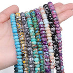 Songxi 5x8mm Natural Black and White Peacock Stone Rondelle Beads, 75PCS Spacer Round Loose Abacus Beads for Jewelry Making, Gemstone for Bracelet Necklace Earrings, Arts and Crafts - color: Black And White Peacock Stone