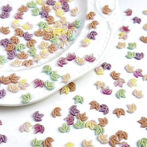 100 Pcs Luminous Fall Nail Art Charms Mixed Color Resin Maple Leaves Nail Charms 3D with Night Light Fall Leaves Designs Nail Accessories Autumn Charms for Acrylic Nails DIY Thanksgiving Nail Supplies - color: Luminous Fall Leaves