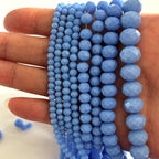 780Pcs Briolette Crystal Glass Beads for Jewelry Making, 3-10mm Faceted Blue Crystal Beads for Bracelets, Rondelle Glass Beads Bulk for Crafts Wine Charms Wind Chimes Suncatchers - color: Blue