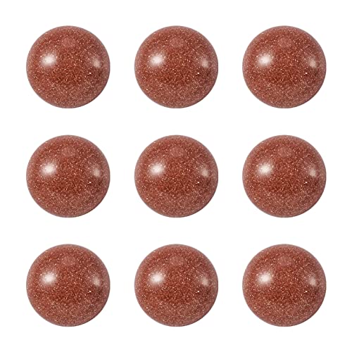 Crafans 50Pcs 12mm Round Gemstone Cabochons, Half Round Synthetic Goldstone Cabochons Dome Gemstone Beads No Hole Healing Power Stone Flat Back Chakra Crystal Beads for Jewelry Making - color: Goldstone, size: 12mm