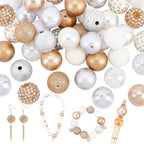 PH PandaHall 50pcs Gold Silver Acrylic Bubblegum Beads Christmas Pen Bead 20mm Chunk Beads Large Rhinestone Bead for Wedding Garland Jewelry Bracelet Necklace Pen Bag Chain Making - color: Gold