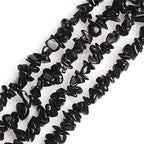 GEM-Inside Black Glass Chips Gemstone Loose Beads 7-8MM Crystal Energy Stone Power for Jewelry Making 34" - color: Black Glass