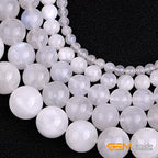 GEM-Inside Genuine 4mm Natural Blue Rainbow Moonstone AAA Grade Gemstone Beads for Jewelry Making 15" - color: Aaa White Moonstone, size: 4mm