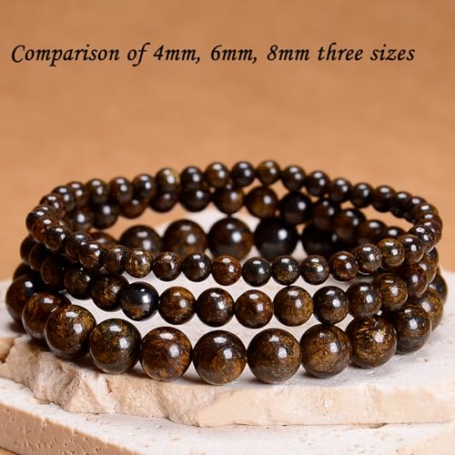 Natural Healing Gemstone Bracelet Handmade Yoga Stretch Elastic Bracelet Stress Relief Crystal Jewelry for Men and Women - color: Bronzite (Release Pressure), size: 4mm