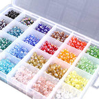 1200Pcs Faceted Rondelle Beads, Messar 6mm Crystal Glass Beads AB Color Plated Bicone Faceted Glass Beads for Bracelet Necklace Jewelry Making Set DIY Craft Projects (24 Mixed Colors)