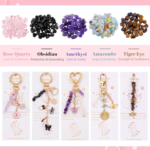 TOHONGADON 907 Pcs Lip Gloss Charms, Keychain Making Kit, Bag Charm Kit with 5 Kinds of Crystal Stones, 343 Charms, 24 Keychain Clips, Key Ring Jewelry Plier, Extender Chain for DIY Crafting - color: 907 Pcs Keychain