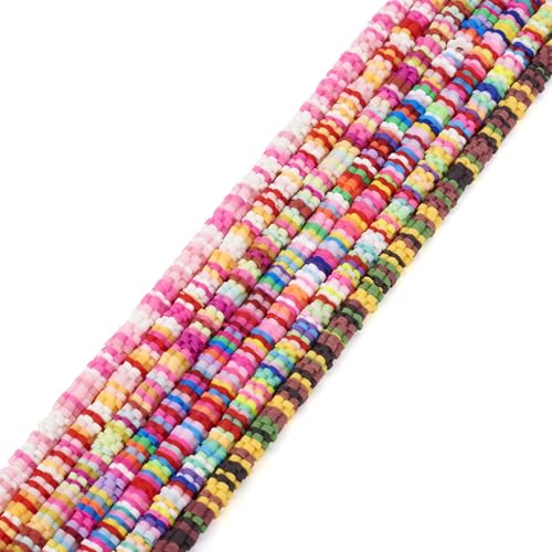 2030Pcs Handmade Polymer Clay Beads for Bracelets,Heishi Beads,Flower Beads Disc Beads,Mixed Color Flat Round Beads for Jewelry Making Friendship Bracelet Kit,Hole: 1.8mm