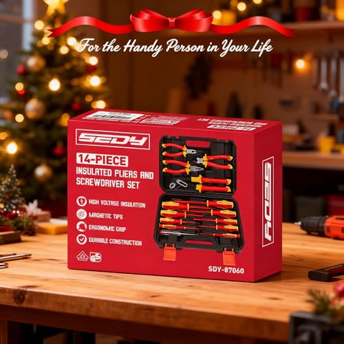 Insulated Screwdriver & Pliers Set: 14-Piece VDE Insulated Set 1000V Insulated Electrician Tool Set with Magnetic Phillips, Slotted Screwdrivers and Insulated Pliers - style: 14 PCS VDE All-in-One + Pliers