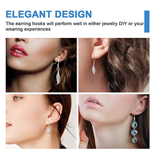 925 Sterling Silver Earring Hooks 120 PCS/60 Pairs, Ear Wires Fish Hooks, Hypo-allergenic Jewelry Findings Parts with 120 PCS Clear Silicone Earring Backs - size: 120pcs-Silver