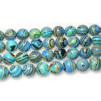 MJDCB Synthesis Colour Malachite Beads Beautiful Fashion Round Stone Beads for DIY Jewelry Making 15" (12mm, Blue- Gold - Black) - color: Blue Gold Black Malachite, size: 12mm
