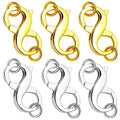 Double Opening Lobster Clasp 316 Stainless Steel Silver and Gold Pleted Necklace Bracelet Extender Clasps and Closures for DIY Jewelry - color: 3Gold & 3Silver, size: 16mm × 8mm