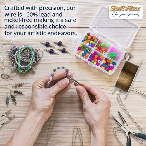 Soft Flex 26 Gauge Craft Wire - 27 Meters - Jewelry Wire with Tarnish Resistant Silver Plating - style: Vintage Bronze