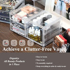 Sea Team Clear Makeup Organizer with Drawers, Acrylic Plastic Cosmetic Display Case, Jewelry Storage Box, Holder for Dresser, Bathroom, Vanity, Countertop (1 Large, 3 Small Drawers) - size: 1 Large, 3 Small Drawers