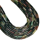 29 Pcs 4x13mm Natural Green Indian Agate Stone Bead India Cylinder Tube Spacer Beads for Jewelry Making Mens Bracelets Keychain DIY - color: Indian Agate, size: 4x13mm