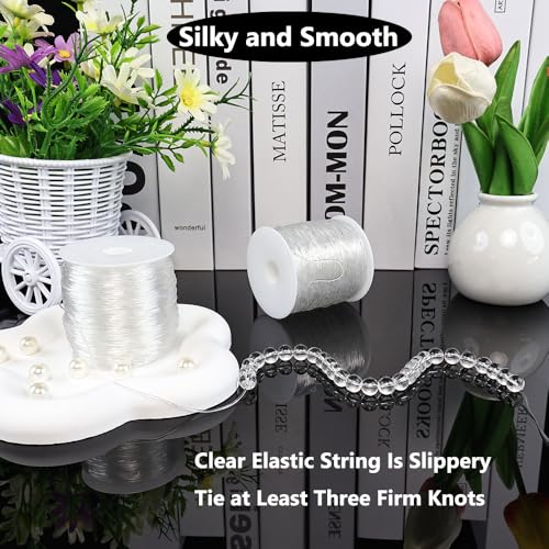 1 mm Stretchy Bracelet String, 2 Rolls Durable Elastic String, Clear Bead Cord for Bracelets, Necklaces, Beading, and Jewelry Making (200 m) - size: 1 mm