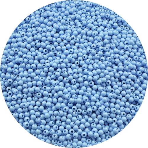 2000pcs Acrylic Round Beads for Crafts 4mm Resin Candy Color Spacer Beads with Hole for Jewelry Making Sewing Crafts Decoration Necklaces Bracelets Earrings Supplies(Blue) - color: Blue, size: 4mm