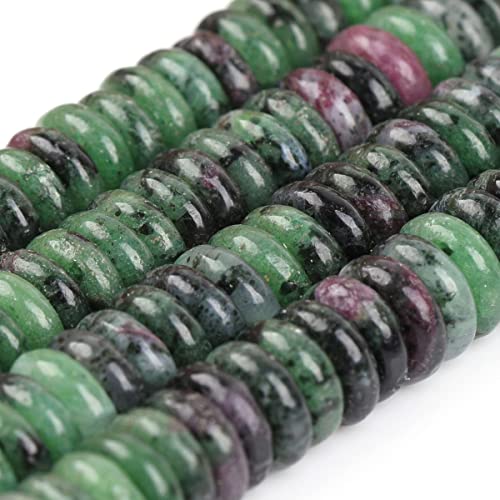 JOE FOREMAN 2x6mm Natural Green Ruby Zoisite Stone Semi-Gemstone Heishi Disc Rondelle Spacer Beads for Jewelry Making Full 15" Strand Energy Stone Healing Power - color: Green Ruby Zoisite Stone