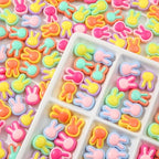 125pcs Acrylic Beads Colorful Rabbit Beads Rainbow Color Beads for Jewelry Making Handmade DIY Bracelet, Charms Keychain Craft Supplies (Rabbit) - color: rainbow rabbit