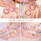 1000pcs Glass Beads for Jewelry Making Colorful Rainbow Craft Crystal Beads with Loose Beads Sparkly Beads for DIY Necklace Bracelet Earring(Red/Pink) - color: Red/Pink