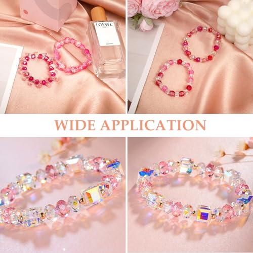 1000pcs Glass Beads for Jewelry Making Colorful Rainbow Craft Crystal Beads with Loose Beads Sparkly Beads for DIY Necklace Bracelet Earring(Red/Pink) - color: Red/Pink