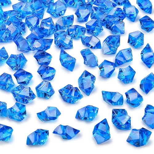 DomeStar Navy Blue Fake Ice Rocks, 150PCS Acrylic Gems Crystals Plastic Diamonds Centerpiece for Vase Fillers DIY Craft Wedding Party Table Scatter Aquarium Tank Cobalt Blue Decorations - color: Navy Blue