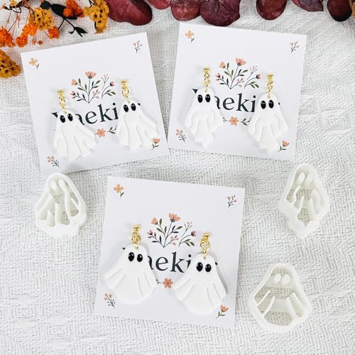 Xaekicr 5 Pcs Halloween Polymer Clay Cutters Set – Ghost, Bat, Potion Bottle Clay Earring Cutters for DIY Jewelry Making – Clay Tools for Polymer Clay Molds - color: 2D color