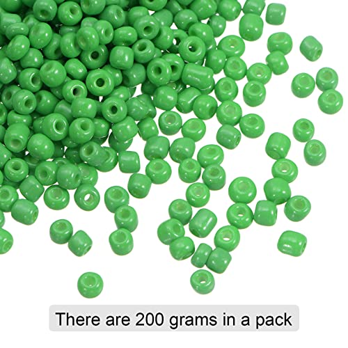 HARFINGTON 2000Pcs Small Glass Beads 6/0 4mm Loose Tiny Round Small Beads for Bracelet Earring Rings Jewelry Making, Green - color: Green