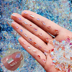 400Pcs Aurora Nail Art Rhinestones Mixed Shape Resin Crystal Nail Charms Iridescent Shapes Clear Nude Flatback Nail Art Charm Rhombus Heart Flower Butterfly Nail Diamonds for 3D DIY Nails Art Crafts - color: Transparent