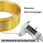 YEQIN 12 Gauge Aluminum Wire, 105 Feet 2mm Bendable Metal Craft Wire for Sculpting, Armature, Jewelry Making, Floral Making, Doll Making, Modelling, Crafting, Bonsai Training (Gold) - color: Gold