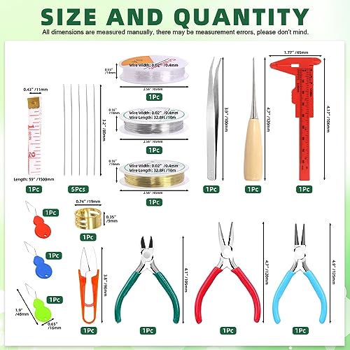 Keadic 950Pcs Jewelry Making Supplies Kit Includes Jewelry Wires, Eye Screw Pin, Jump Ring, Cord End, Lobster Clasps, Earring Hooks, Mini Jewelry Pliers for Earring Bracket Necklace Making