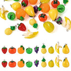 Craftdady Fruit Dangle Charms Pendants Cute Resin Food Pendants Apple Orange Pineapple Strawberry Pendants Lovely Vegetable Mushroom Charms for DIY Craft Earring Bracelet Necklace Jewelry Making - color: Mix Colors, 9 fruits