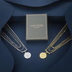 LANE WOODS Gold Plated Necklaces for Women - Multilayer Coin Medallion Pendant Necklace Adjustable Layering Choker Necklaces Chain Set Jewelry - style: Coin Medallion-Gold