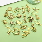Sailanzi 100pcs Antique Golden Ocean Series Starfish Pendant Jewelry Making DIY Keychain Earrings Pendant Various Design Charms for Jewelry Making Bracelets Necklace (SN882) - color: SN882