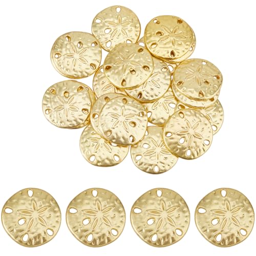 SUPERFINDINGS 30Pcs Sand Dollar Snap Starfish Charm 18mm Snaps Alloy Starfish Charm Accessory for Button Charms for Necklaces Bracelets & Rings Matte Gold Color