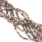 60PCS 6mm Natural Black Line Rhodochrosite Gemstone Smooth Round Loose Beads for Jewelry Making 1 Strand 15" - color: Black Line Rhodochrosite, size: 6mm